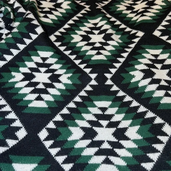 Bear Dance Womens Size Small Cardigan Sweater Green White Black Aztec Geometric - Picture 12 of 12